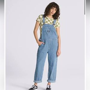 Vans Groundwork Denim Overall Stone Wash Womens Size Small Brand New